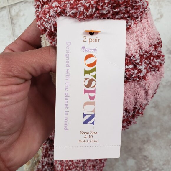 Booties Crew Fuzzy Grippers Joyspun Lounge Non Slip 2 Pair Socks Womens Sz 4-10 - Picture 5 of 7